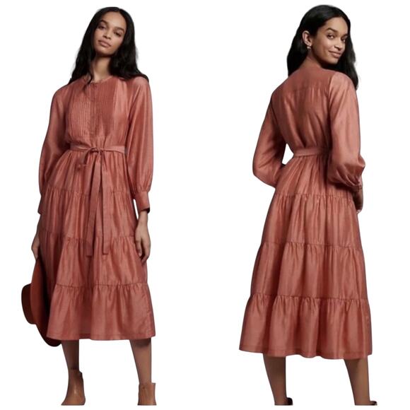 Mare Mare x Anthropologie Terracotta Dress Women’s XS Maxi Long Sleeve Boho - - Picture 2 of 4